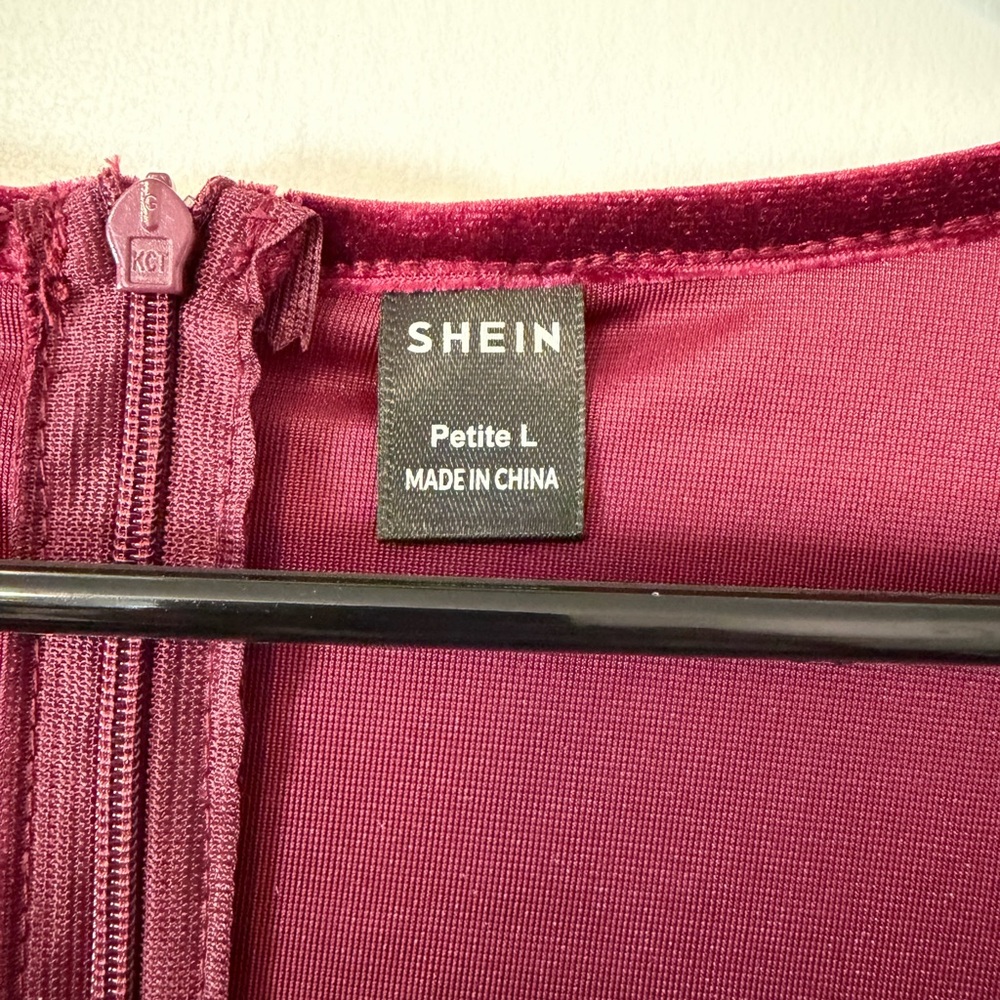 SHEIN Velvet Dress in Deep Burgundy - Picture 2 of 3